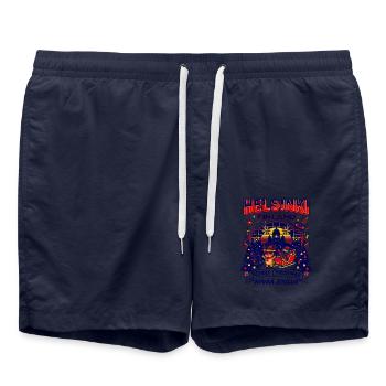 Helsinki Finland Merry Christmas Hyvää Joulua - Badeshorts - French Navy - Vorne - AI Model Male 185 light (185cm)