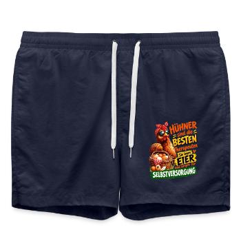 Hühner sind die besten Therapeuten Eier - Badeshorts - French Navy - Vorne - AI Model Male 185 light (185cm)