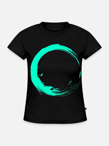 Kreis Bürste Design Türkis - SLIM FIT Frauen Organic T-Shirt - Schwarz
