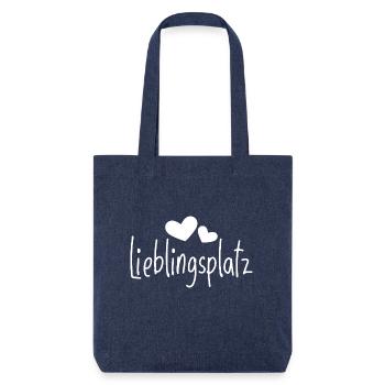 Lieblingsplatz Kissen mit Herz - Stanley/Stella recycelter Heavyweight Stoffbeutel - melange Blue - Vorne