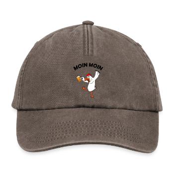 Betrunkene Möwe Moin Moin Nordsee Bier Geschenk - Relaxed Vintage Cap - Vintage Braun - Vorne