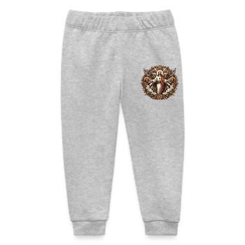 Jesus Christ Logo - Baby Organic Sweatpants by Stanley/Stella - heather grey - Front