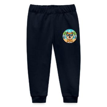 Romanian Mioritic Dog Breed Cartoon Sunglass Beach - Baby Organic Sweatpants by Stanley/Stella - navy - Front