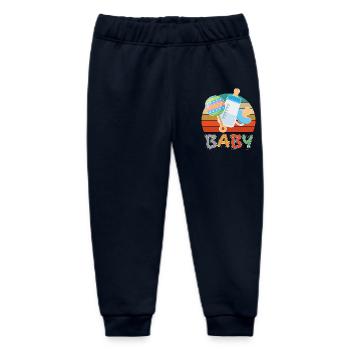 Baby Flasche Nuckel Rassel Fläschchen Retro - Baby Organic Jogginghose Baby Tumbler von Stanley/Stella - Navy - Vorne