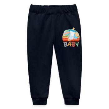 Baby Flasche Nuckel Rassel Fläschchen Retro - Baby Organic Jogginghose Baby Tumbler von Stanley/Stella - Navy - Vorne