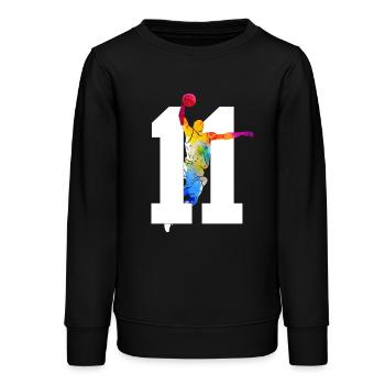 NUMMER 11 BASKETBALL 11. GEBURTSTAG - Teenager Organic Sweatshirt Mini Changer von Stanley/Stella - Schwarz - Vorne - AI Model Teenager Male light (155cm)