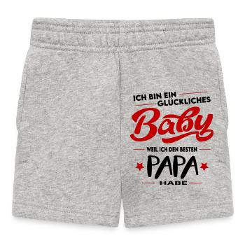 Glückliches Baby Bester Papa Best Dad Happy - Baby Shorts - Grau meliert - Vorne