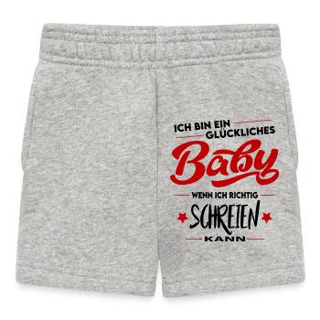 Glückliches Baby Schreien Gebrüll Geschrei - Baby Shorts - Grau meliert - Vorne