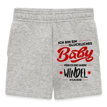 Glückliches Baby Windel wechseln Hintern putzen - Baby Shorts - Grau meliert - Vorne