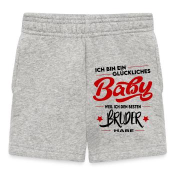 Glückliches Baby Bester Bruder Best Brother Happy - Baby Shorts - Grau meliert - Vorne