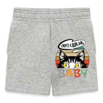 Baby Katze Sprüche Bester Opa Liebling Retro - Baby Shorts - Grau meliert - Vorne