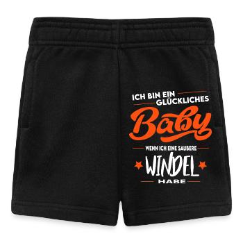 Glückliches Baby Windel wechseln Hintern putzen - Baby Shorts - Schwarz - Vorne