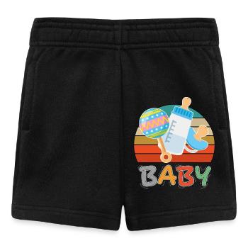 Baby Flasche Nuckel Rassel Fläschchen Retro - Baby Shorts - Schwarz - Vorne