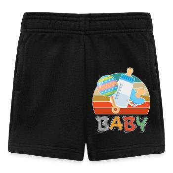 Baby Flasche Nuckel Rassel Fläschchen Retro - Baby Shorts - Schwarz - Vorne