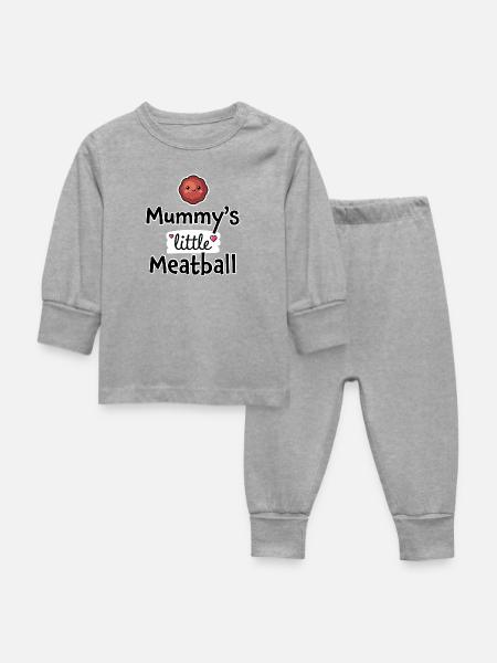 Mamas kleines Fleischbällchen – Baby- und Kinderkleidung - Baby Schlafanzug - Grau meliert