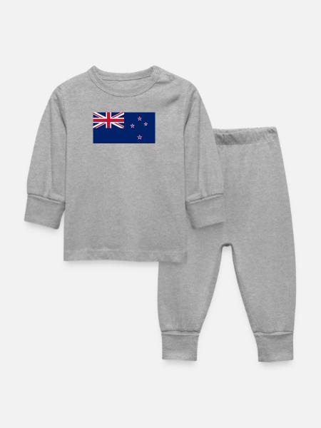 Neuseeland - Baby Schlafanzug - Grau meliert