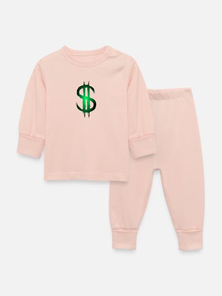 Dollarzeichen Dollar Geld Symbol - Baby Schlafanzug - Kristallrosa