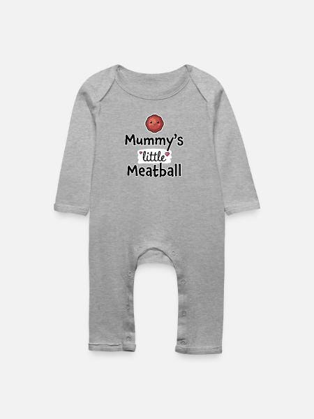 Mamas kleines Fleischbällchen – Baby- und Kinderkleidung - Baby Bio Strampler - Grau meliert