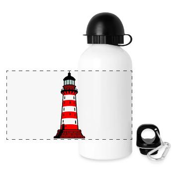 Leuchtturm - Panorama Trinkflasche mit Deckel 500 ml - Weiß - Vorne