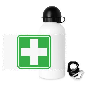 Icône vectorielle de panneaux de sécurité croisés médicales de premiers secours - Gourde panoramique avec couvercle 500 ml - blanc - Devant