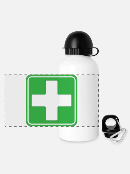 Icône vectorielle de panneaux de sécurité croisés médicales de premiers secours - Gourde panoramique avec couvercle 500 ml - blanc