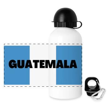 Guatemala in guatemaltekischen Flaggenfarben - Panorama Trinkflasche mit Deckel 500 ml - Weiß - Vorne