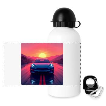 Elektrische Autobahn - Panorama Trinkflasche mit Deckel 500 ml - Weiß - Vorne