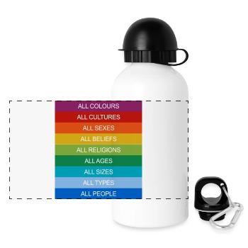 Tolerance Equality Inclusion Tolerance Pride Queer - Panoramic Thermal Bottle with Lid 500 ml - white - Front