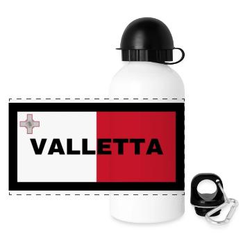 Valletta City in Malta Flagge - Panorama Trinkflasche mit Deckel 500 ml - Weiß - Vorne