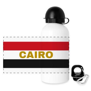 Kairo-Stadt in ägyptischen Flaggenfarben - Panorama Trinkflasche mit Deckel 500 ml - Weiß - Vorne