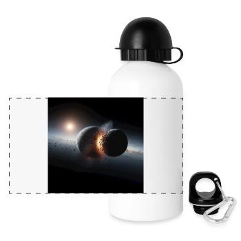 Kosmisches Eclipse Design - Panorama Trinkflasche mit Deckel 500 ml - Weiß - Vorne
