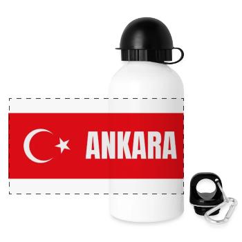Ankara City in türkischer Flagge - Panorama Trinkflasche mit Deckel 500 ml - Weiß - Vorne