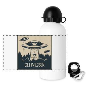Außerirdischer Ufo Lustig Weltraum Geschenk - Panorama Trinkflasche mit Deckel 500 ml - Weiß - Vorne