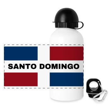 Ville de Saint-Domingue en République dominicaine Drapeau - Gourde panoramique avec couvercle 500 ml - blanc - Devant