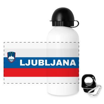 Ljubljana Stadt in slowenischer Flagge - Panorama Trinkflasche mit Deckel 500 ml - Weiß - Vorne