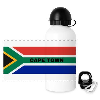 Cape Town City in South African Flag - Panoramic Thermal Bottle with Lid 500 ml - white - Front