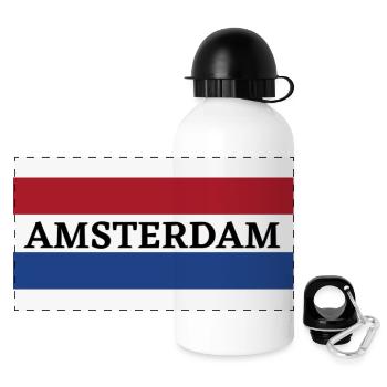 La ville d’Amsterdam dans le drapeau néerlandais - Gourde panoramique avec couvercle 500 ml - blanc - Devant