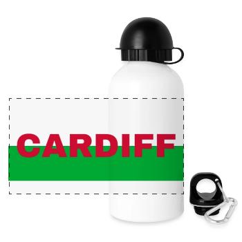 Cardiff City in Wales Flagge Vereinigtes Königreich - Panorama Trinkflasche mit Deckel 500 ml - Weiß - Vorne