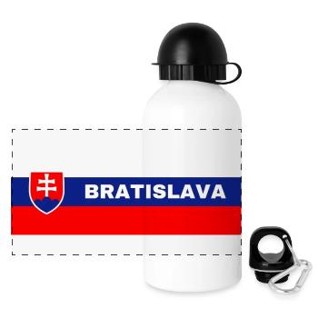 Stadt Bratislava in slowakischer Flagge - Panorama Trinkflasche mit Deckel 500 ml - Weiß - Vorne