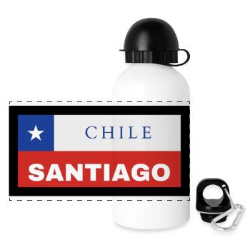 Santiago City in Chilean Flag - Panoramic Thermal Bottle with Lid 500 ml - white - Front