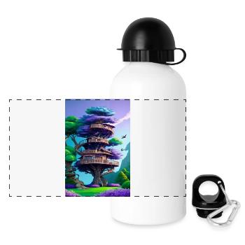 Treehouse Purple - Panorama Trinkflasche mit Deckel 500 ml - Weiß - Vorne