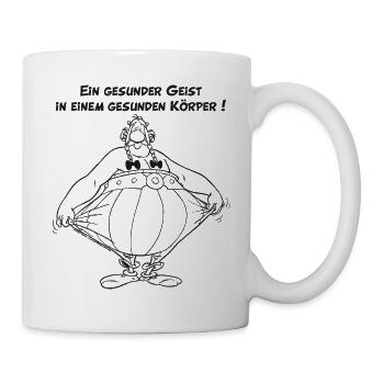 Obelix: Ein gesunder Geist, in einem Gesunden Kör - Tasse - Weiß - Rechts