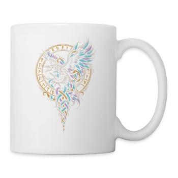 Der Rabe mit ausgebreiteten Schwingen im Runenring - Tasse - Weiß - Rechts