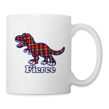 Wilder tartanfarbener karierter T-Rex-Dinosaurier - Tasse - Weiß - Rechts