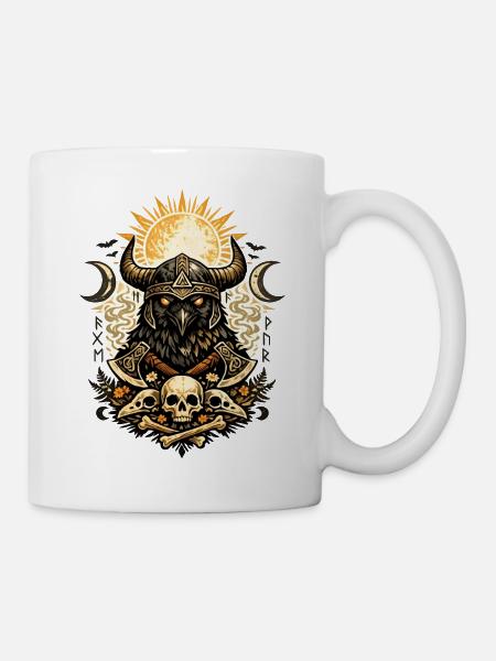 Rabenkrieger-Sonnenkranz - Tasse - Weiß