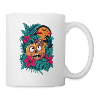 Skelett-Kürbis und tropischer Mond - Tasse - Weiß - Rechts