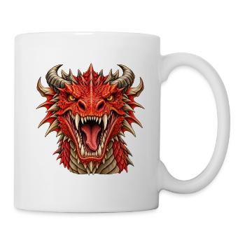 Brüllender Roter Drachenkopf - Tasse - Weiß - Rechts
