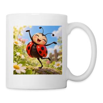 Glückliches Marienkäfer im Garten - Tasse - Weiß - Rechts