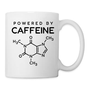 Angetrieben von Koffein-Chemikalieformel - Tasse - Weiß - Rechts
