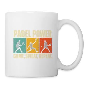 Padel-Power – Spiel, Schweiß, Wiederholung | Lustiger Retro-Pa - Tasse - Weiß - Rechts
